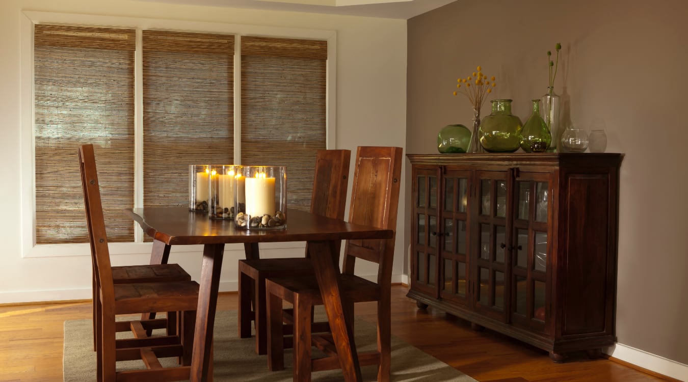 Woven shutters in a Orlando dining room.